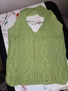 Green Cable Knit Sweater Bag